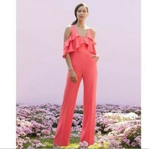 Trina Turk Josephine Cold Shoulder Ruffle Jumpsuit - size 2